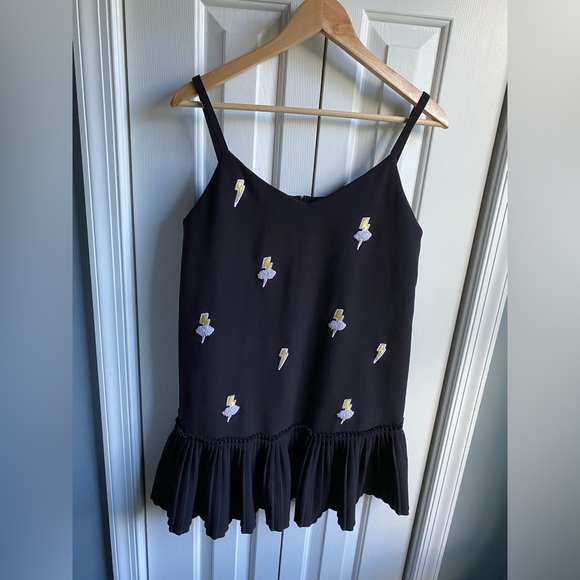 Ledin Womens Black Lightning Embellished Mini Dress Size Medium - Picture 1 of 9